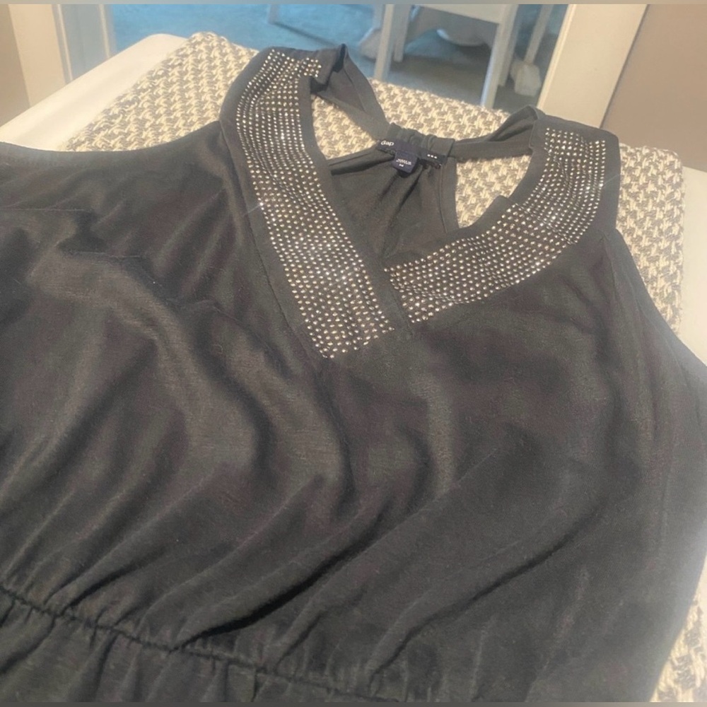 GAP Dark Grey Dress with Embellished Neckline. Size M - Picture 4 of 6